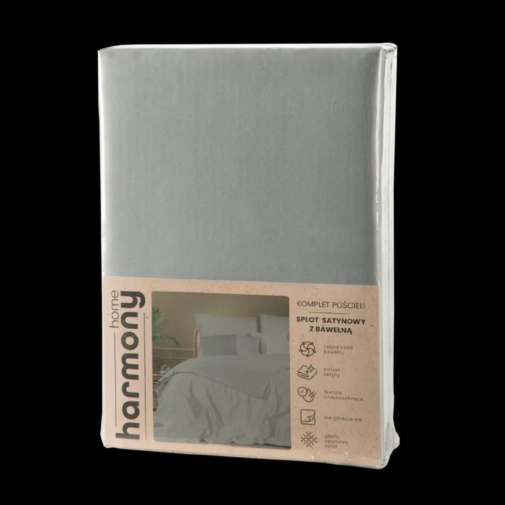 BAVLNENÉ OBLIEČKY HARMONY 160X200 CM, 2KS 70X80 CM STRIEBORNÉ