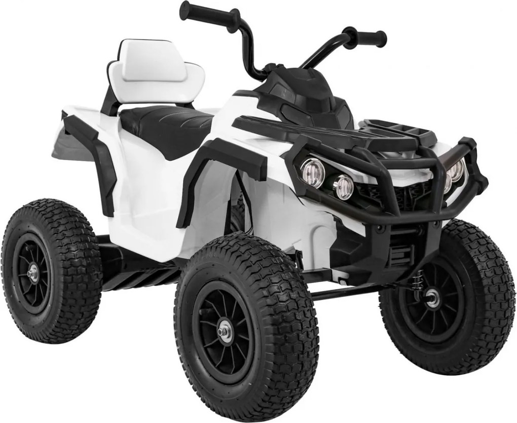 Ramiz Detská štvorkolka poháňaná vzduchovou batériou biela + nafukovacie kolesá + rádio MP3 + pomalý štart