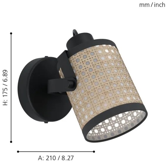 Eglo 43493 - Nástenné svietidlo RUSCOMB 1xE27/10W/230V