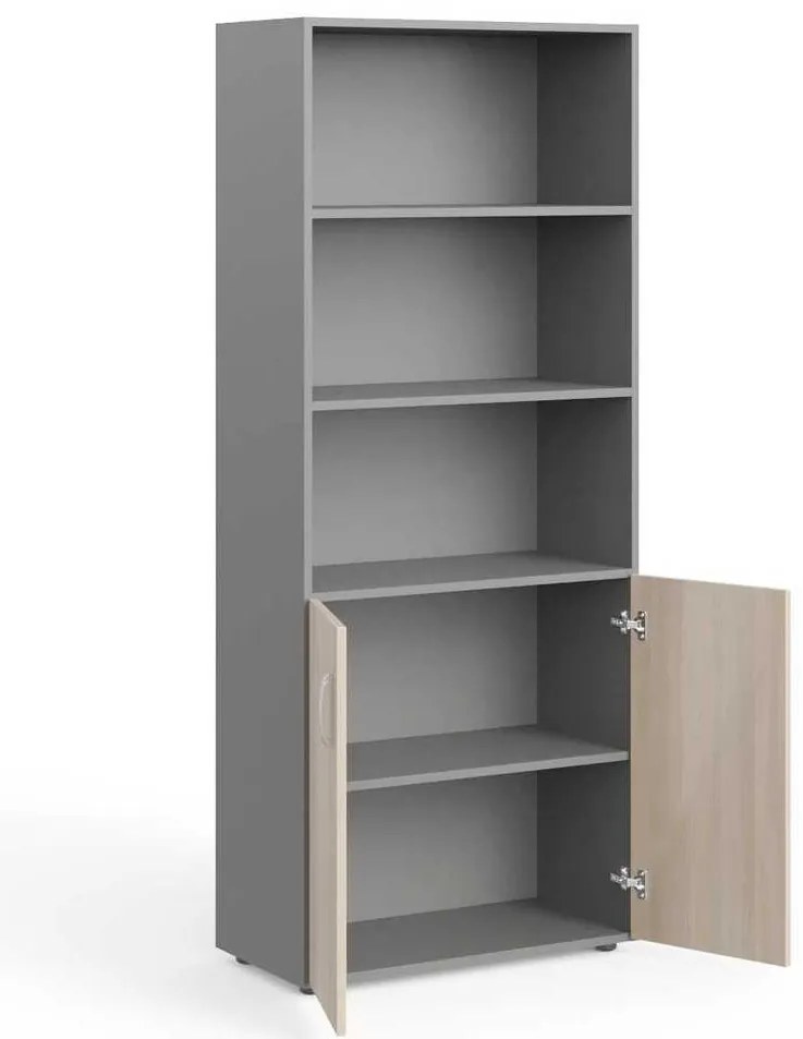 Vysoká skriňa Manager 79,9 x 42,2 x 196,5 cm, agát svetlý / sivá