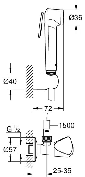 GROHE 26357000 - Nástenná sada s rohovým ventilom, lesklý chróm