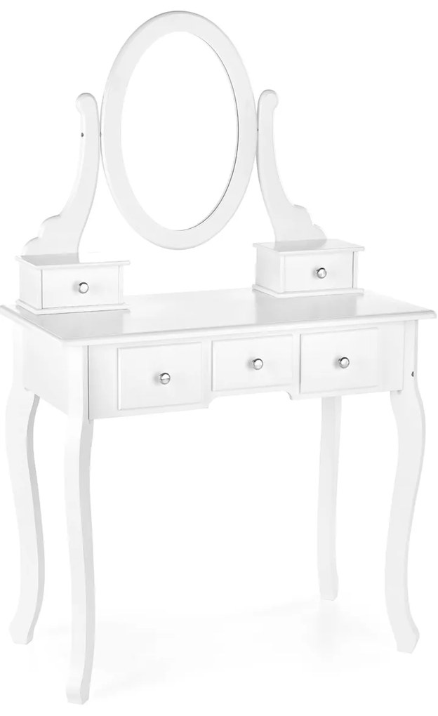 Toaletný stolík s taburetkou Sara - biela