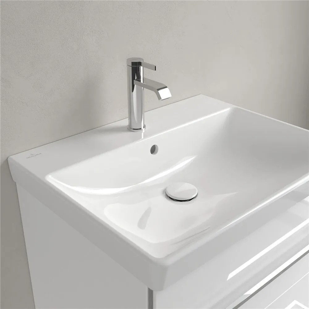 VILLEROY & BOCH Avento závesné umývadlo s otvorom, s prepadom, 600 x 470 mm, biela alpská, s povrchom CeramicPlus, 415860R1