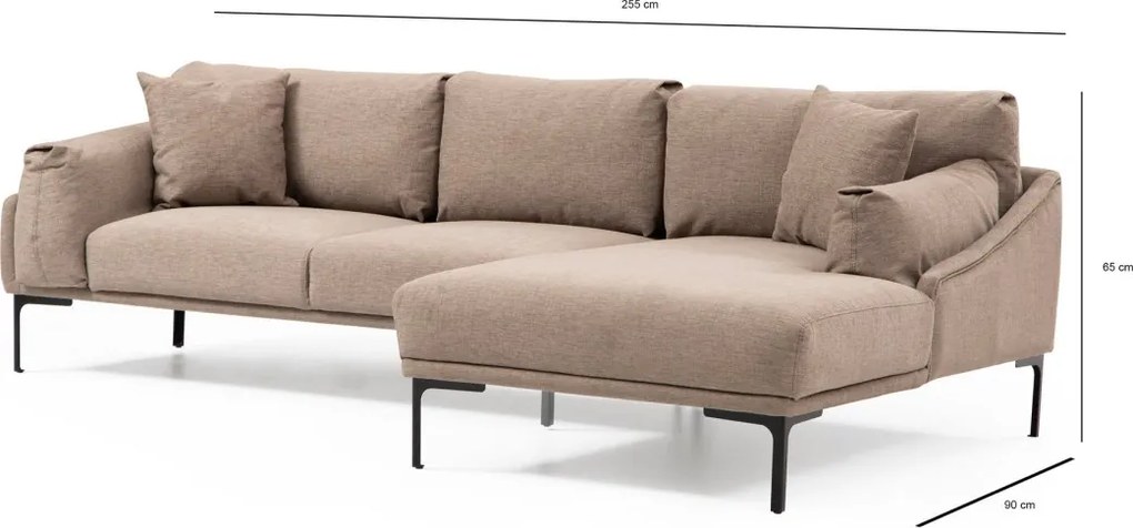 Rohová sedací souprava Leo 255 cm mocha pravá