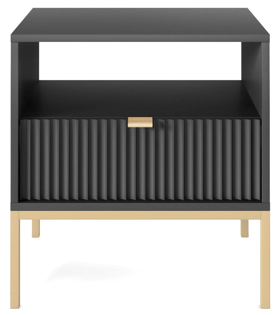 PROXIMA.store - Dizajnový nočný stolík - NOVA FARBA: čierna, FARBA NÔH: zlatá