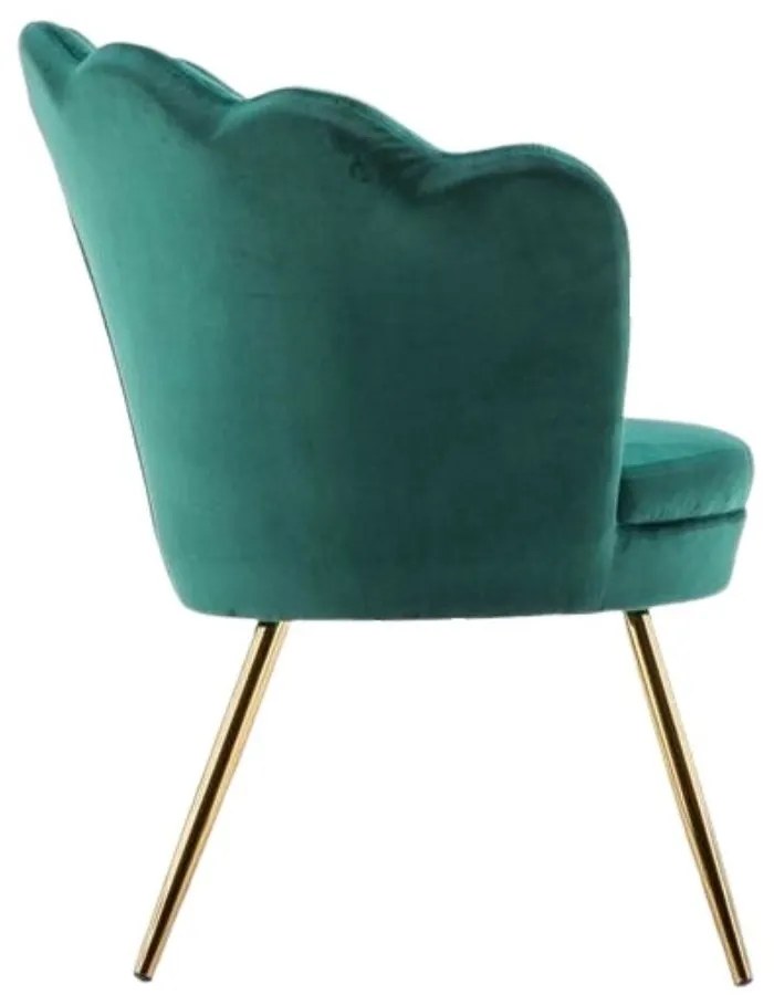 LuxuryForm DESIGN Kreslo FREY VELUR so zlatými nohami - zelené