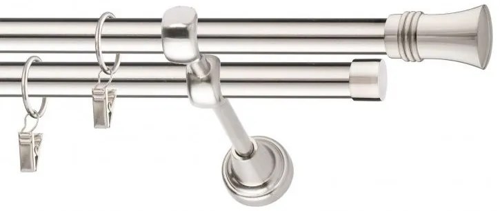 Dekorstudio Niklová dvojradová garniža CAPRI 19mm Dĺžka: 120cm, Typ uchytenia: Držiak dvojitý modern, Typ príslušenstva: Bez príslušenstva
