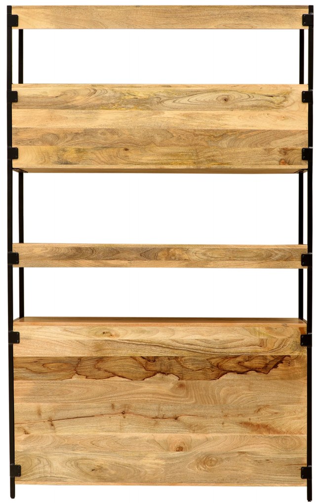 furniture-nabytek.cz - Kovová knižnica v kombinácii s drevom mango 130x213x35