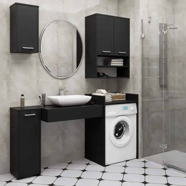 Kúpeľňová skrinka na práčku FIN čierna