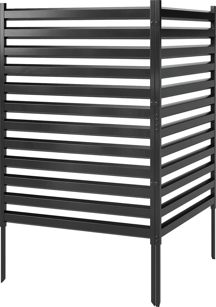 Outsunny záhradný plot 2 panely 152 x 91 cm kovový súkromný plot s tyčami a krytkami, zasúvacie dekoračné panely odolné proti korózii, bez kopania, či