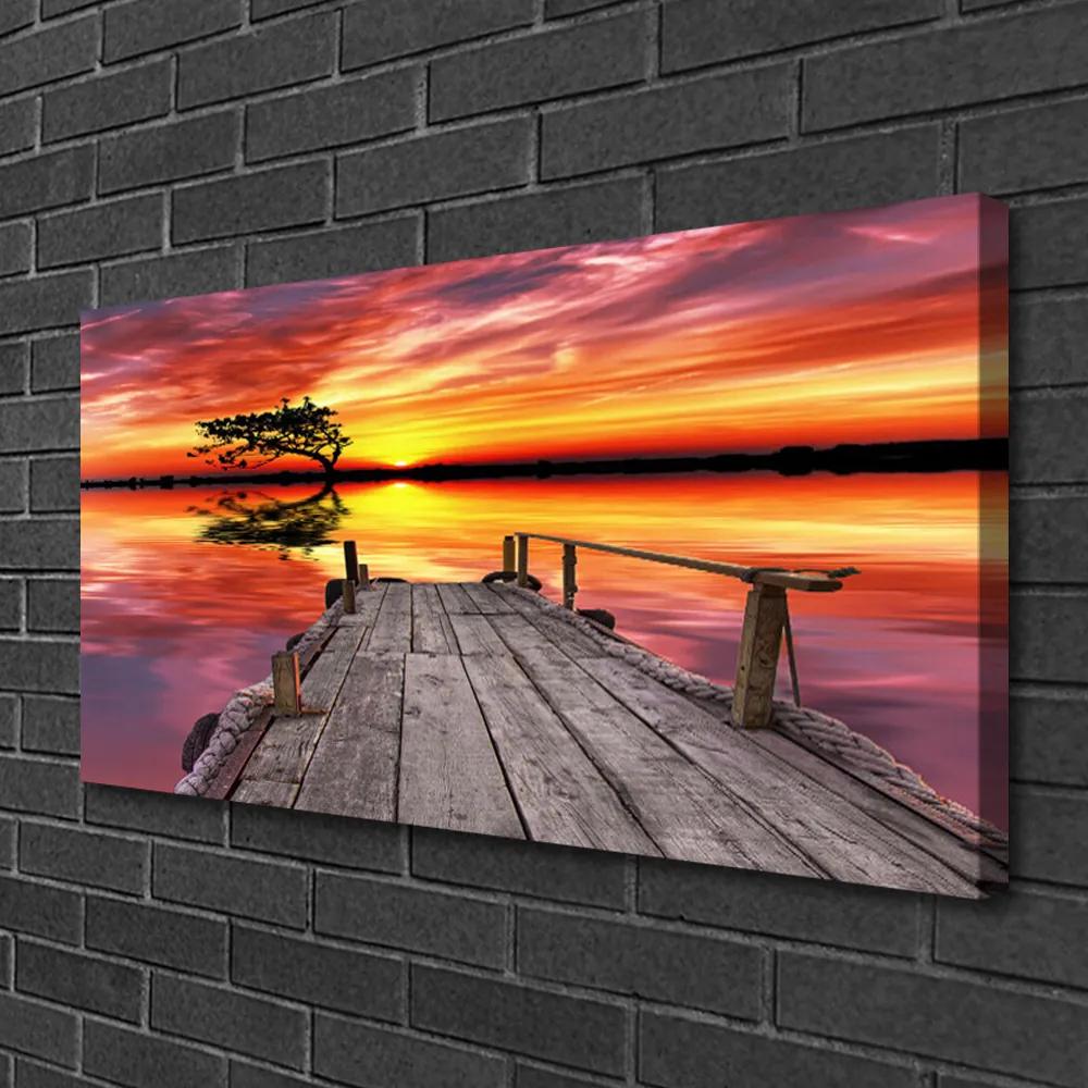 Obraz Canvas Mólo jazero architektúra 125x50 cm