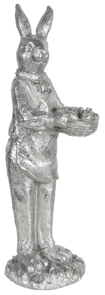 Strieborná veľkonočné dekorácie králika métallique - 13 * 11 * 33 cm