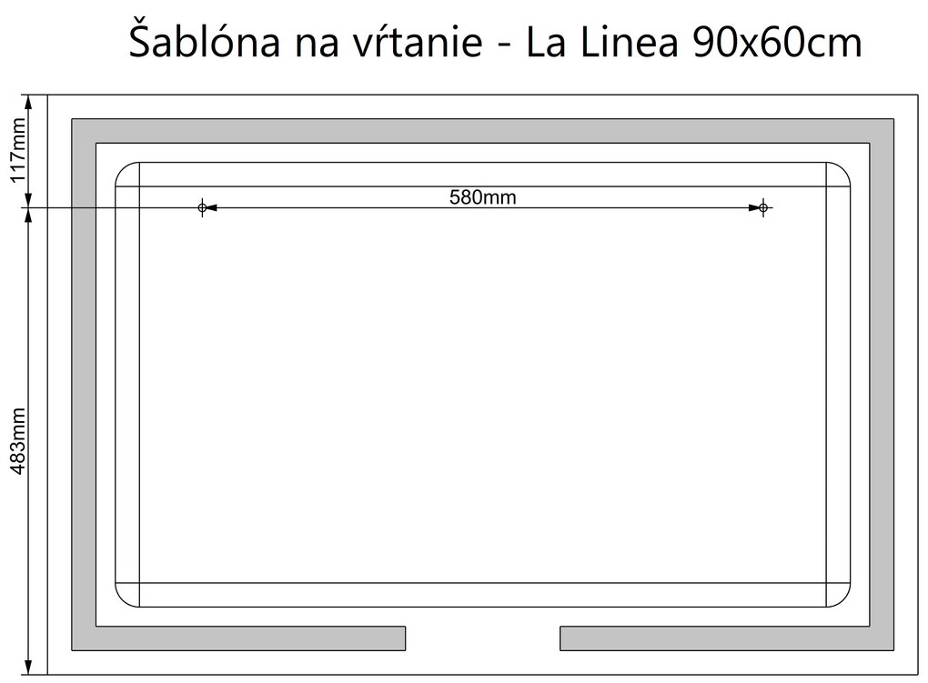 LED zrkadlo La Linea 90x60cm teplá biela - dotykový spínač