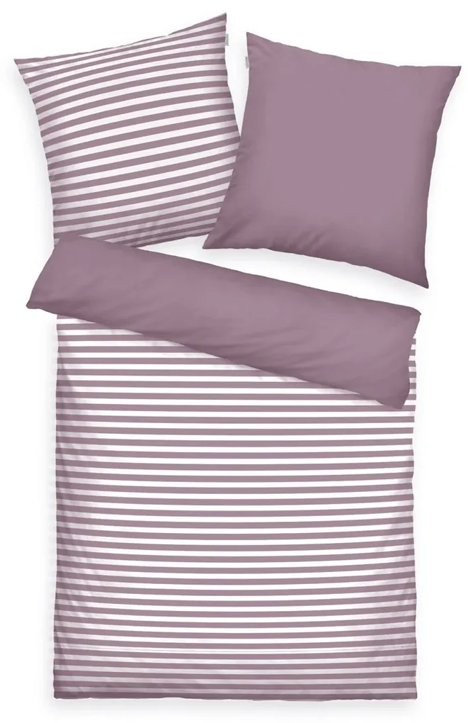 Tom Tailor Bavlnené obliečky Cozy Mauve & Crisp White, 140 x 200 cm, 70 x 90 cm