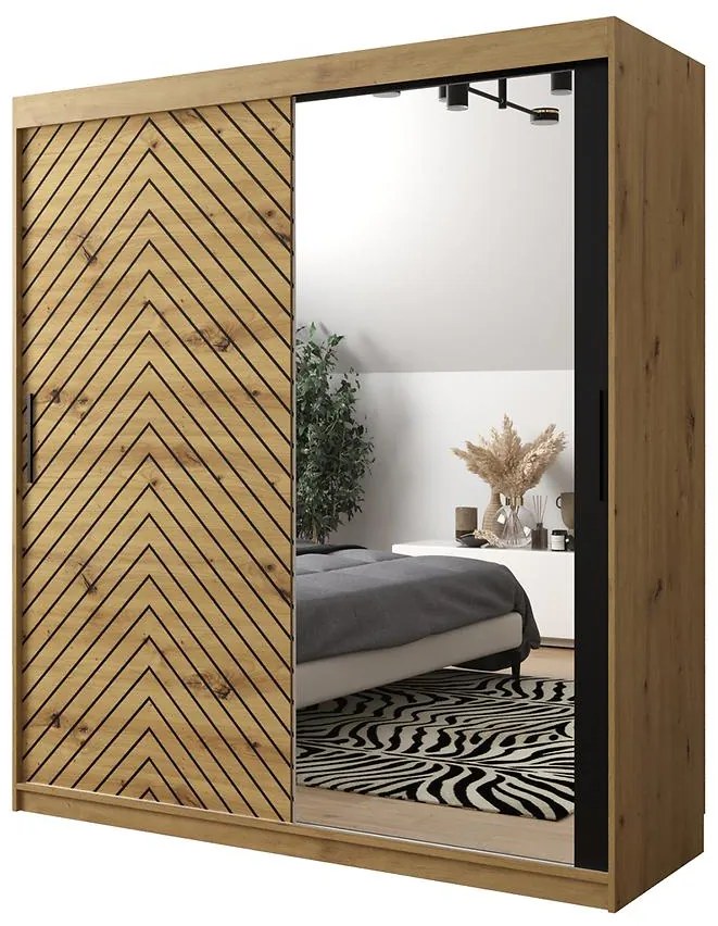 Skriňa Jodełka 2 180 dub Artisan/dub Artisan/čierna