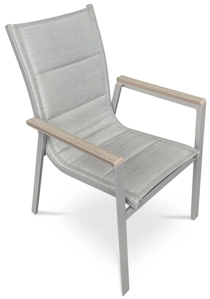 Autronic Záhradná stolička, hliník, textil, sivá, AZC-S1110 GREY