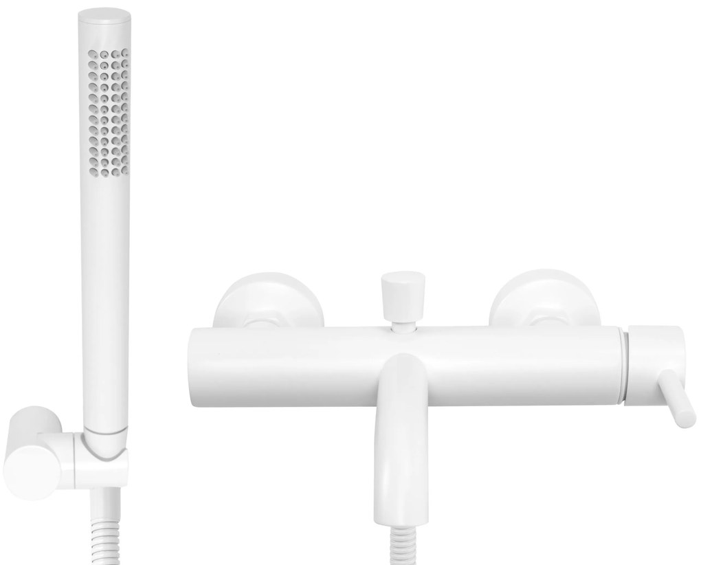 Rea Lungo, nástenná vaňová batéria s ručnou sprchovou súpravou, biela, REA-B8030