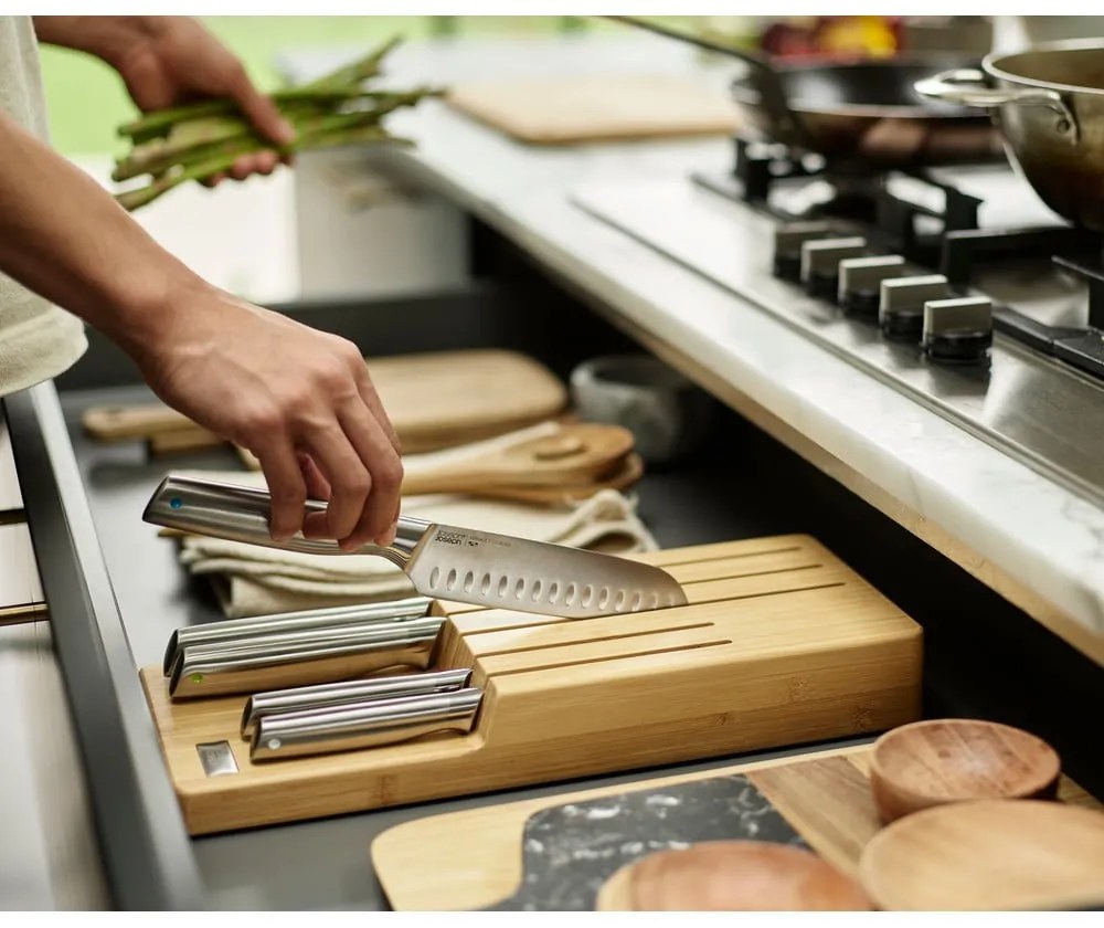 Súprava nožov so stojanom 5 ks z nehrdzavejúcej ocele Elevate Bamboo – Joseph Joseph