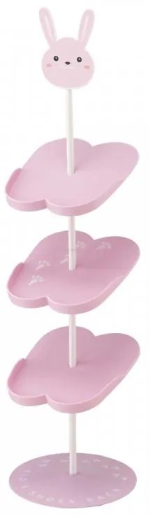 Stojan na detské topánky Yamazaki Cat 7962, na 4 páry, š.18 cm, kov/plast, ružový