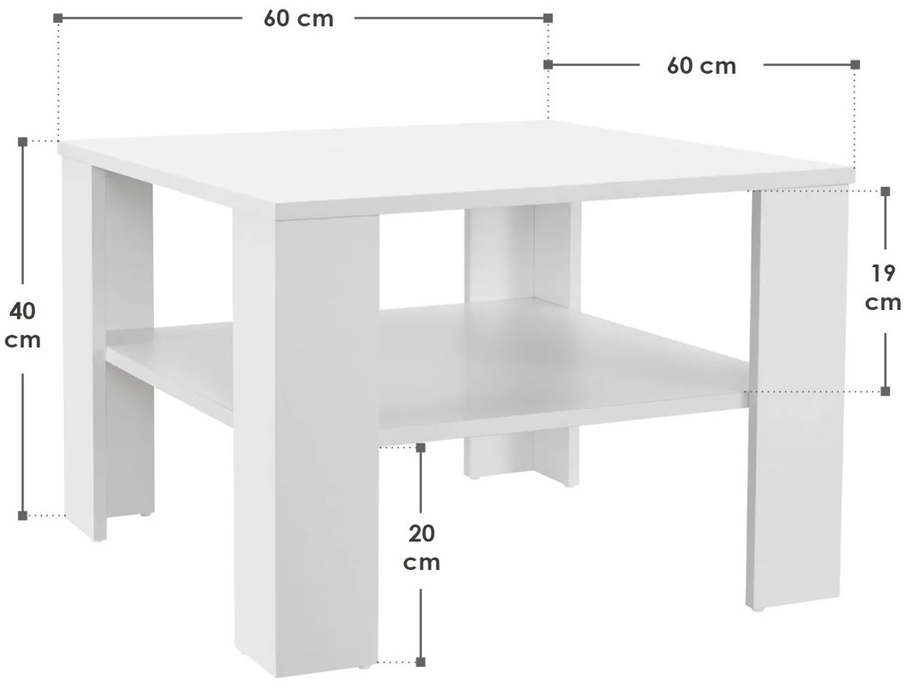 Konferenčný stolík 60x60cm - biely