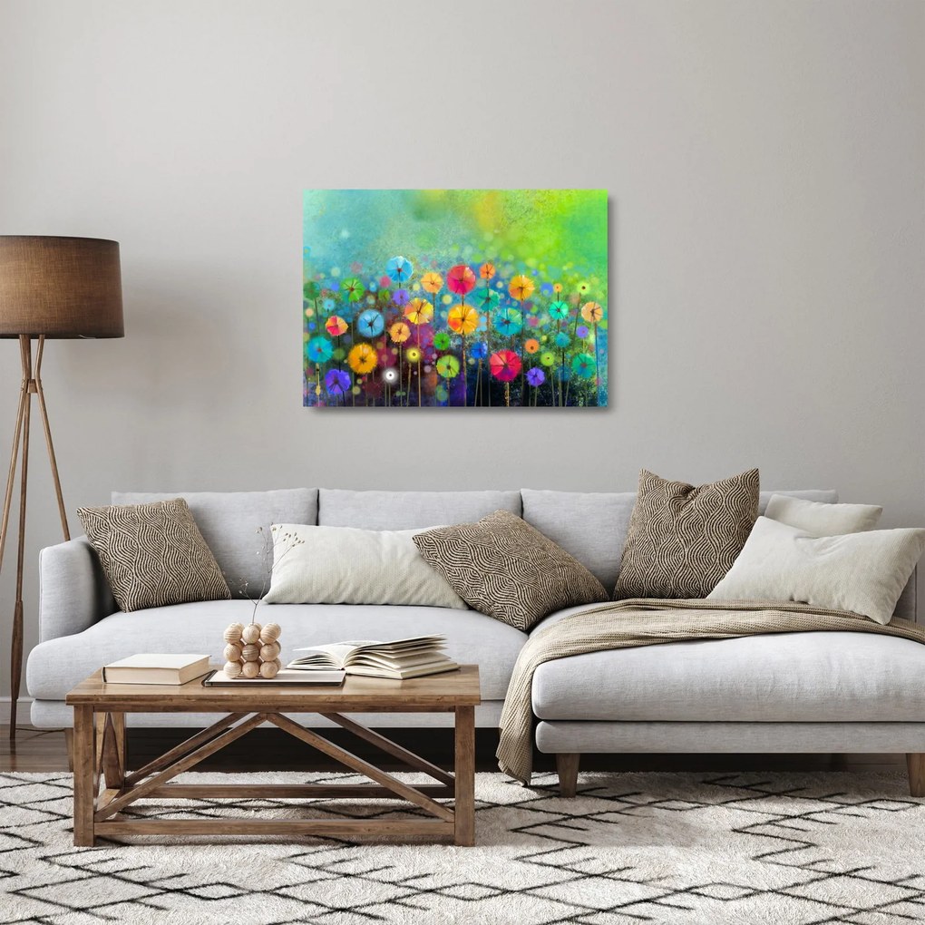Sklenený obraz - Abstraktné kvety (70x50 cm)