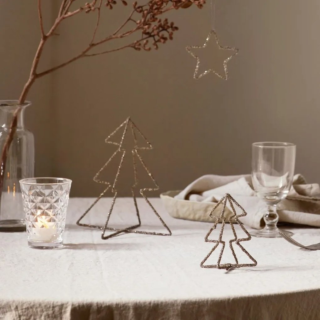 Tine K Home Vianočná dekorácia Christmas Tree Silver Glitter 18 cm