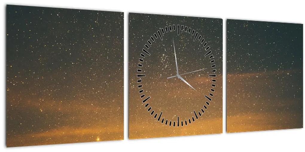 Obraz hviezdneho neba (s hodinami) (90x30 cm)