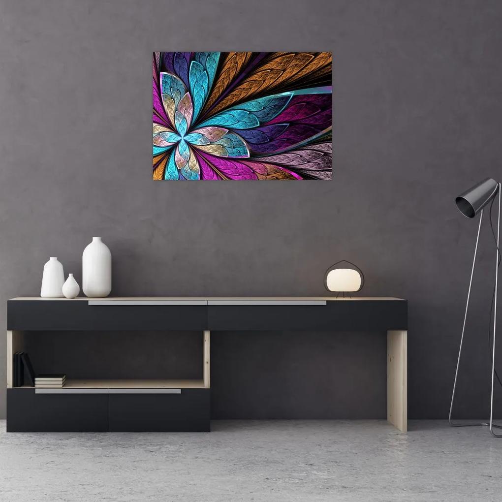 Sklenený obraz - Abstrakcia, kvetina (70x50 cm)
