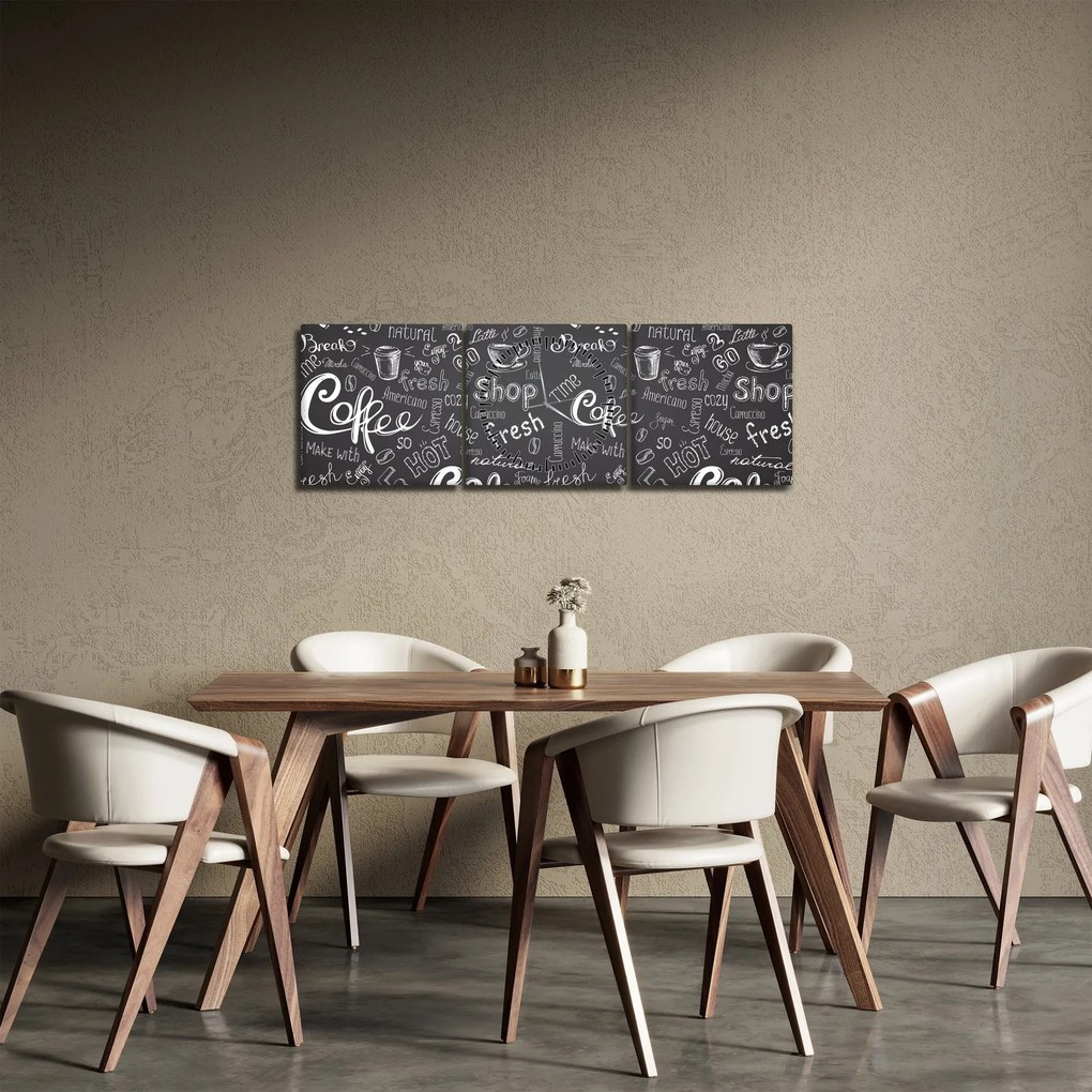Obraz - Coffee (s hodinami) (90x30 cm)