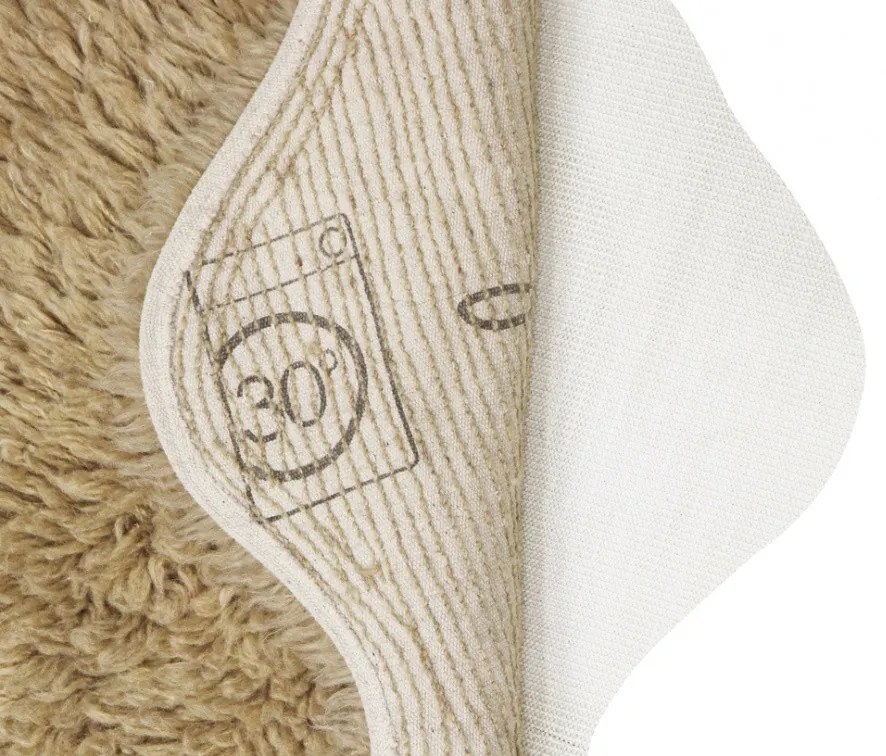 Lorena Canals, Vlnený koberec Woolly - Sheep Beige, 75x110 tvar kožušiny, béžová, obývacia izba