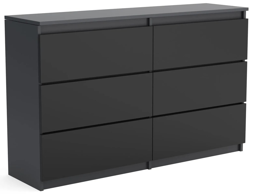 Veľká komoda 6 zásuviek ARIE šírka 120cm Antracitová/Čierna
