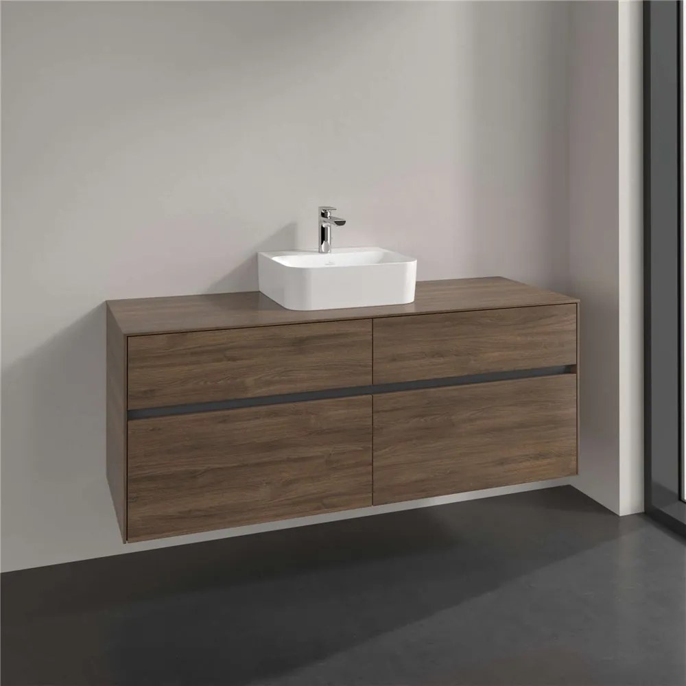 VILLEROY &amp; BOCH Collaro závesná skrinka pod umývadlo na dosku (umývadlo v strede), 4 zásuvky, 1400 x 500 x 548 mm, Arizona Oak, C10000VH