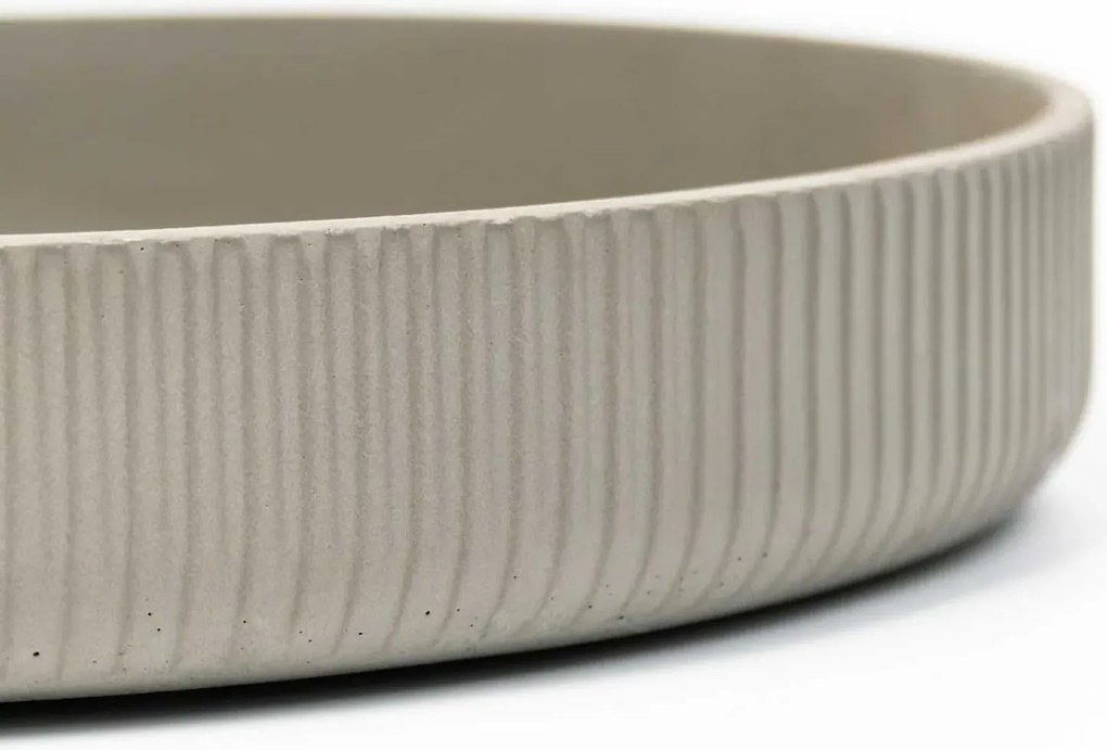 Dekoračná miska ORYVEN, sklolaminát s drážkami, priemer 30 cm, sivá