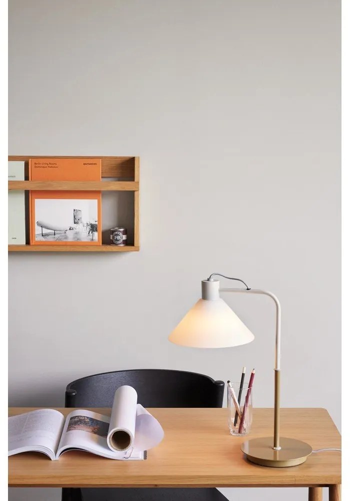 Biela stolová lampa so skleneným tienidlom (výška 44 cm) Spot – Hübsch