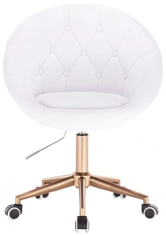 LuxuryForm DESIGN Kreslo VERA na zlatej podstave s kolieskami - biele