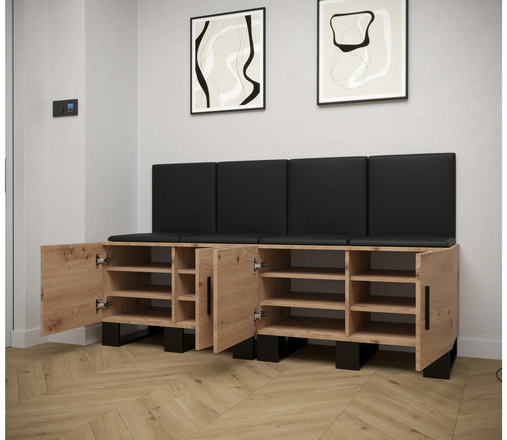 Predsieňová zostava Amanda 20 (dub artisan + čierna). Akcia -20%. Vlastná spoľahlivá doprava až k Vám domov. 1086032