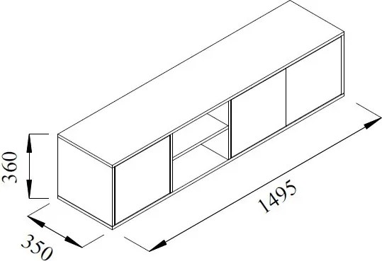 Závesná TV skrinka Asko Living, 149,5 cm, béžový kašmír