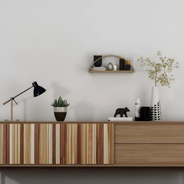 Nástenná polica 45x18 cm dub/zlatá