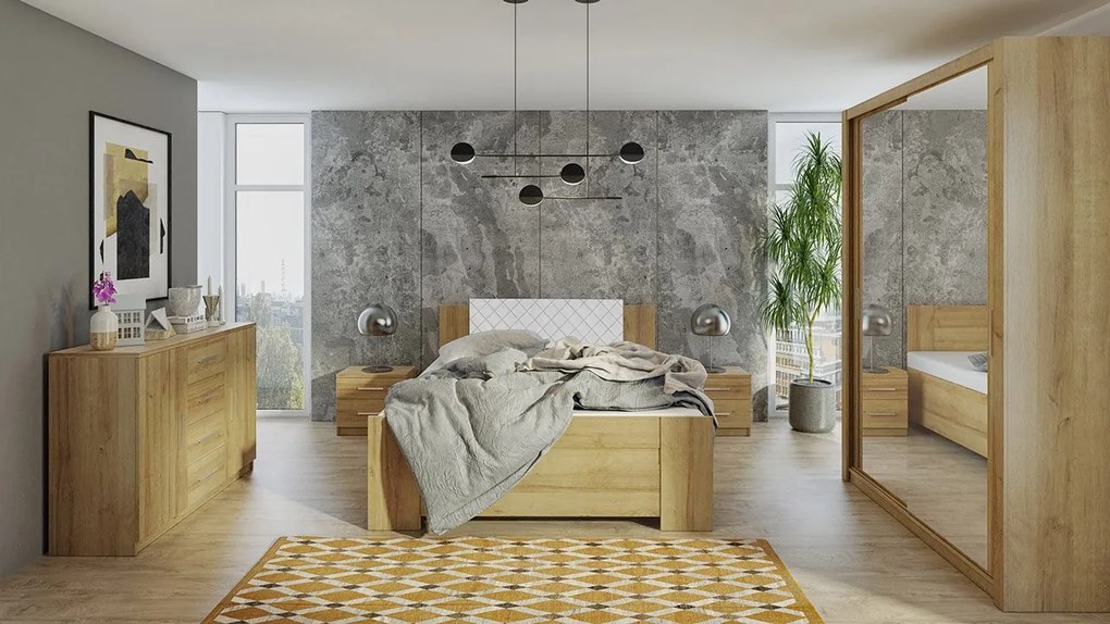 Spálňa Kler IV, Farby: biela / biely + ekokoža soft 020 pik