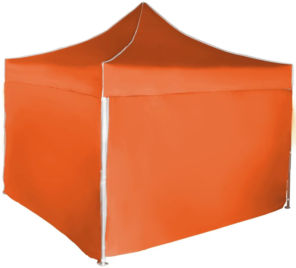 Rýchlorozkladací nožnicový stan 3x3m – hliníkový, 4 bočné plachty, Oranžová