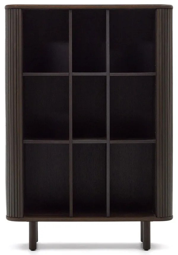 Tmavohnedá skrinka v dekore jaseňa s posuvnými dverami 110x140 cm Mailen – Kave Home