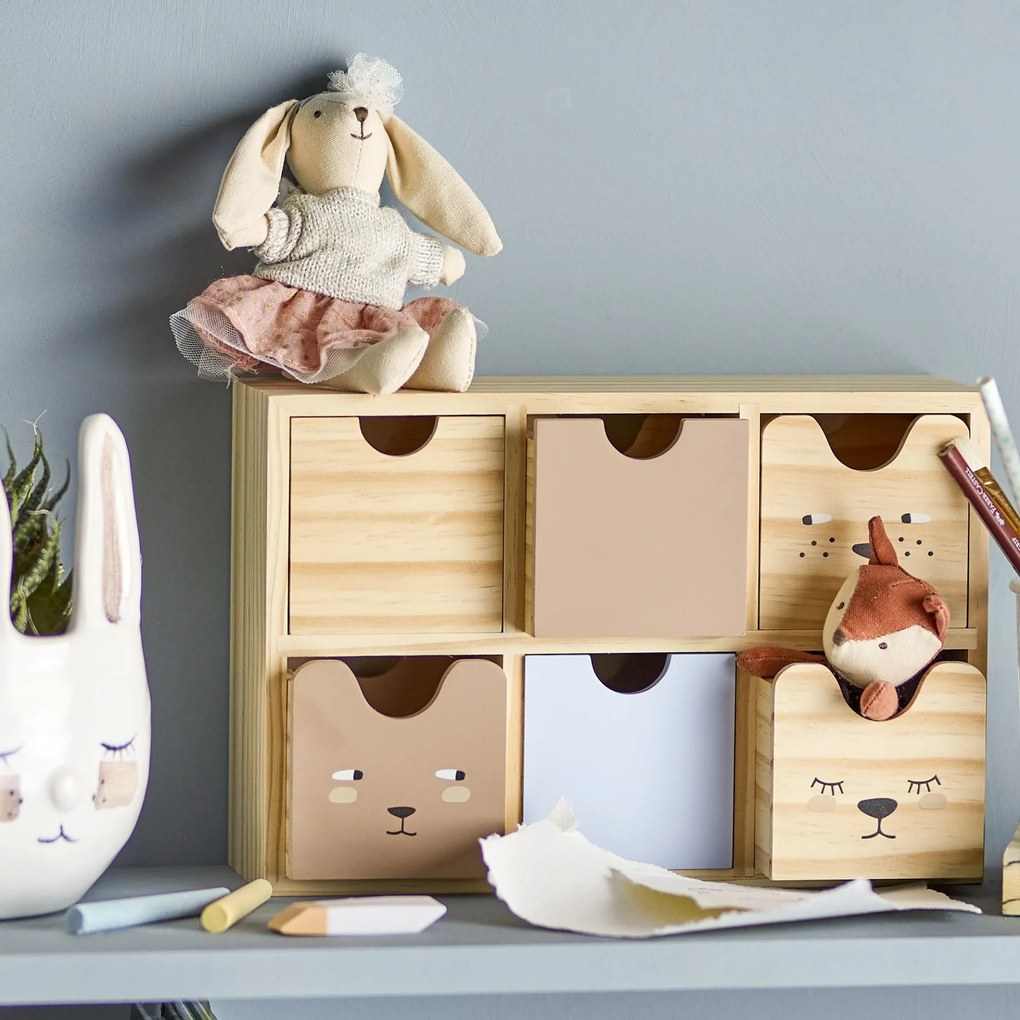 Bloomingville Drevený úložný box so zásuvkami Calle Nature
