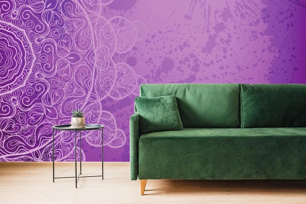 Samolepiaca tapeta fialová arabeska na abstraktnom pozadí
