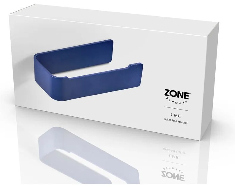 Modrý nástenný kovový držiak na toaletný papier Ume – Zone