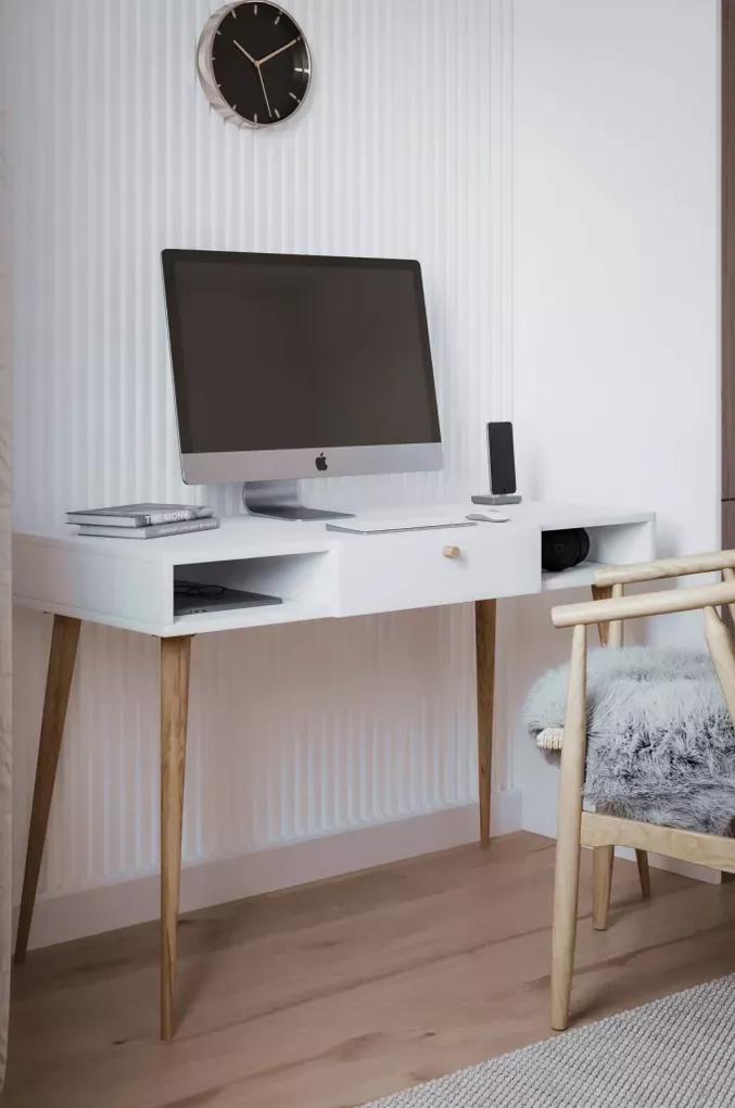 Písací stôl AMADEUS Alpská biela - čierne nožičky