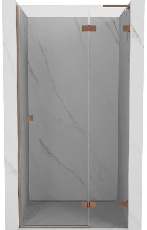 Mexen Lunar L, Otočné pravé sprchové dvere 75 cm, 8mm číre sklo, medený matný profil, 834L-075-000-65-00-P