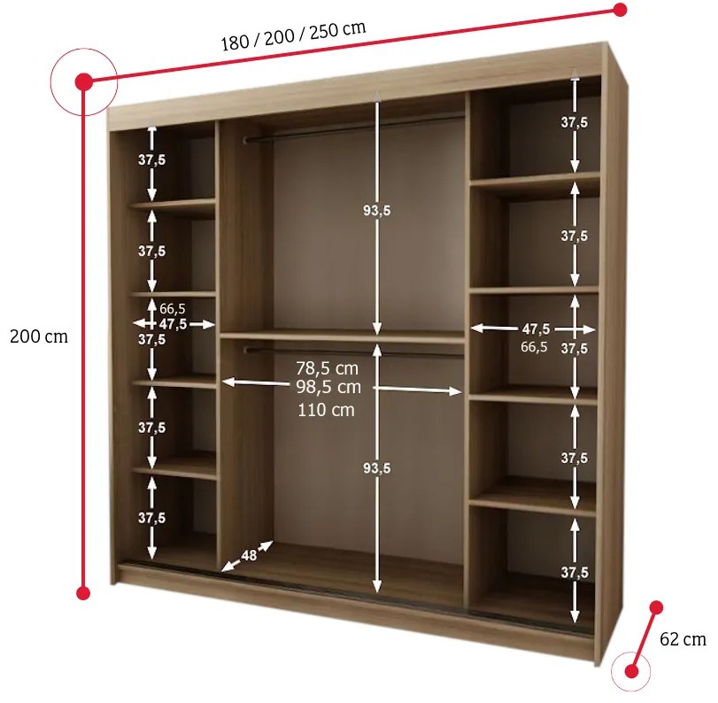 Posuvná skriňa MORI 100, 100x200x62, biela