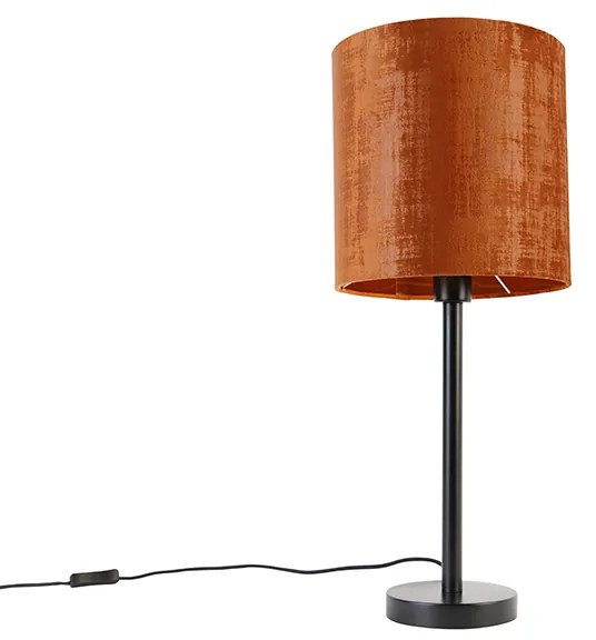 Moderná stolná lampa čierna s červeným tienidlom 25 cm - Simplo