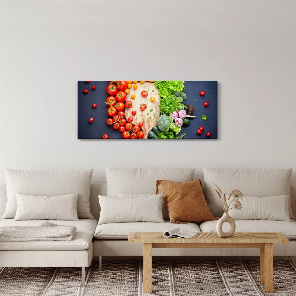 Obraz - Stôl plný zeleniny (120x50 cm)