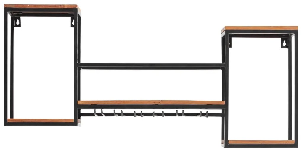 furniture-nabytek.cz - Masívna závesná polica Aro z kovu a dreva, lakovaná, hnedá – 100×20×41 cm